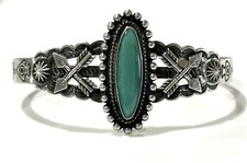Vintage Fred Harvey Era Native American Turquoise Stamped Arrow Sterling Cuff