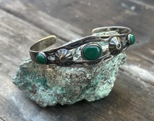 Fred Harvey era sterling silver bracelet 925 turquoise Native American route 66 - Additional view 1