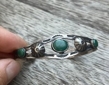 Fred Harvey era sterling silver bracelet 925 turquoise Native American route 66 - Additional view 2