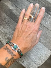 Fred Harvey era sterling silver bracelet 925 turquoise Native American route 66