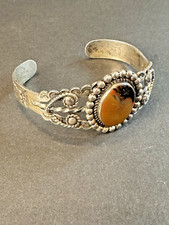 Fred Harvey Era Native American Sterling Bracelet Cuff with Unique Stone Size 6 - Additional view 2