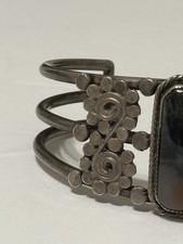 Vtg Native American Sterling Silver Petrified Wood Cuff Bracelet Fred Harvey Era - Additional view 2