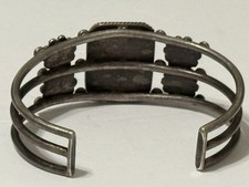 Vtg Native American Sterling Silver Petrified Wood Cuff Bracelet Fred Harvey Era - Additional view 4
