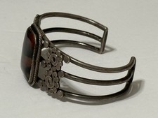 Vtg Native American Sterling Silver Petrified Wood Cuff Bracelet Fred Harvey Era - Additional view 5