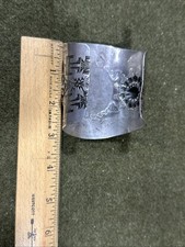 Vtg Old West Fred Harvey Era NAVAJO TURQUOISE Repousse/Stamped Sterling CUFF - Additional view 11