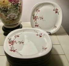 SYRACUSE BERKLEY CHERRY BLOSSOM 8 1/2 IN. SQ. DINNER PLATES~FRED HARVEY~SET OF 8 - Additional view 1