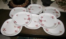 SYRACUSE BERKLEY CHERRY BLOSSOM 8 1/2 IN. SQ. DINNER PLATES~FRED HARVEY~SET OF 8