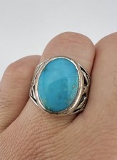 Vintage Fred Harvey Style Sterling Silver Turquoise Thunderbird Men's Ring 13.3g - Additional view 6