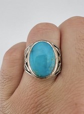 Vintage Fred Harvey Style Sterling Silver Turquoise Thunderbird Men's Ring 13.3g - Additional view 7