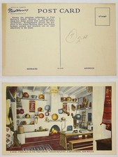 Fred Harvey Indian Bldg Fireplace w/ Artifacts Albuquerque NM Linen Postcard