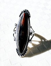 Agate Petrified Wood Sterling Silver Ring Sz 6.75 Fred Harvey Era SW Navajo Styl - Additional view 1