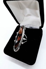 Agate Petrified Wood Sterling Silver Ring Sz 6.75 Fred Harvey Era SW Navajo Styl - Additional view 9