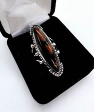 Agate Petrified Wood Sterling Silver Ring Sz 6.75 Fred Harvey Era SW Navajo Styl - Additional view 10