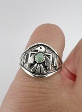 Vtg BELL TRADING POST Fred Harvey Era Sterling Silver Turquoise Thunderbird Ring - Additional view 1
