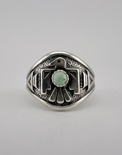 Vtg BELL TRADING POST Fred Harvey Era Sterling Silver Turquoise Thunderbird Ring - Additional view 3