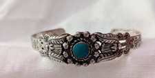 Old Pawn Fred Harvey Era Native American Cuff Bracelet with Turquoise , 15 G