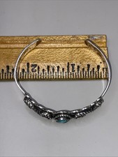 VTG Fred Harvey Era Sterling Silver Rope Turquoise Cuff Bracelet Navajo 15g 6.25 - Additional view 6