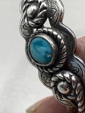 VTG Fred Harvey Era Sterling Silver Rope Turquoise Cuff Bracelet Navajo 15g 6.25 - Additional view 9