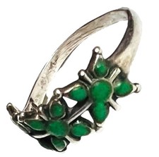 Vtg Bell Trading Fred Harvey Era Sterling Silver Green Turquoise Ring SZ 5 RARE! - Additional view 1