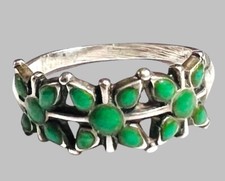 Vtg Bell Trading Fred Harvey Era Sterling Silver Green Turquoise Ring SZ 5 RARE! - Additional view 3