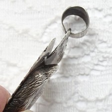 Fred Harvey Era Navajo Sterling Arrowhead Pendant Turquoise Wolf Head Signed W - Additional view 3