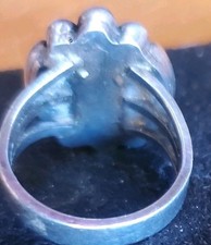 Very Old 1900s Fred Harvey Cerrillos Green Turquoise Coin Silver Ring Sz  - Additional view 11