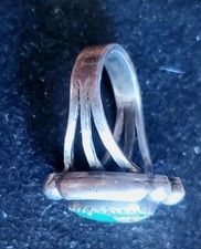 Very Old 1900s Fred Harvey Cerrillos Green Turquoise Coin Silver Ring Sz  - Additional view 3