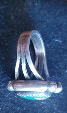 Very Old 1900s Fred Harvey Cerrillos Green Turquoise Coin Silver Ring Sz  - Additional view 4