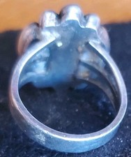 Very Old 1900s Fred Harvey Cerrillos Green Turquoise Coin Silver Ring Sz  - Additional view 5