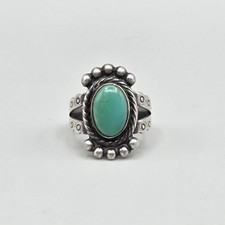 Vtg Sterling Turquoise Ring Sz 6.25 Fred Harvey Era Southwest Navajo - Additional view 4