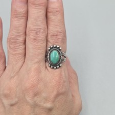Vtg Sterling Turquoise Ring Sz 6.25 Fred Harvey Era Southwest Navajo - Additional view 5