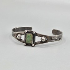 Old Fred Harvey Sterling Turquoise Cuff Bracelet 6.25