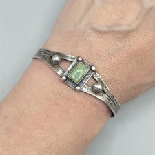 Old Fred Harvey Sterling Turquoise Cuff Bracelet 6.25