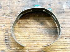 Old Pawn Fred Harvey Era Sterling With Green Turquoise Cuff Bracelet Stamp Work - Additional view 7