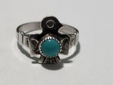 BELL TRADING POST THUNDERBIRD STERLING TURQUOISE RING SIZE 5.5 FRED HARVEY ERA - Additional view 4