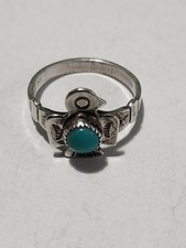 BELL TRADING POST THUNDERBIRD STERLING TURQUOISE RING SIZE 5.5 FRED HARVEY ERA