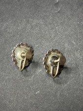 VINTAGE FRED HARVEY ERA STERLING SILVER DRAGONS BREATH GLASS CLAMP EARRINGS - Additional view 3