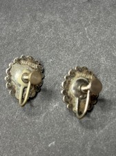 VINTAGE FRED HARVEY ERA STERLING SILVER DRAGONS BREATH GLASS CLAMP EARRINGS - Additional view 4