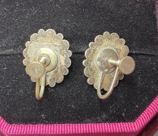 VINTAGE FRED HARVEY ERA STERLING SILVER DRAGONS BREATH GLASS CLAMP EARRINGS - Additional view 7