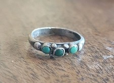 Vintage Zuni Sterling Silver SNAKE EYES Baby Ring - Fred Harvey Era Size 3 - Additional view 1