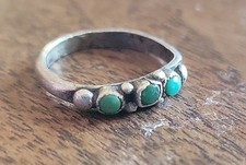 Vintage Zuni Sterling Silver SNAKE EYES Baby Ring - Fred Harvey Era Size 3