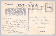 Santa Fe NM Rito De Frijoles Cliff Ruins Ancient Pueblo Fred Harvey Postcard N6 - Additional view 1