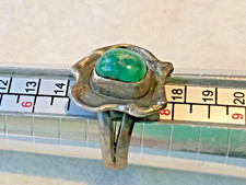 💥NATIVE AMERICAN Fred Harvey Sterling Silver BEAUTIFUL RING Green Turquoise RAR - Additional view 9