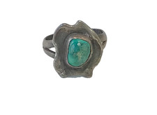 💥NATIVE AMERICAN Fred Harvey Sterling Silver BEAUTIFUL RING Green Turquoise RAR