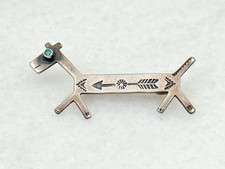 Vintage 1940s Fred Harvey Era Native American Silver Turquoise Dog Horse Brooch