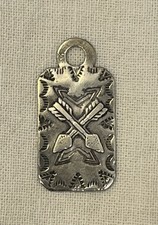 Native American sterling silver dog tag pendant - Fred Harvey Era - Arrow Design