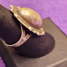 Vintage Fred Harvey Sterling Silver Ring Adjustable Oval Cabochon Size 7 Stamped - Additional view 12