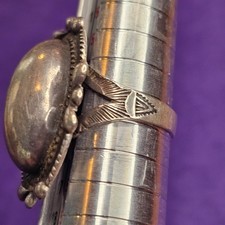 Vintage Fred Harvey Sterling Silver Ring Adjustable Oval Cabochon Size 7 Stamped - Additional view 15