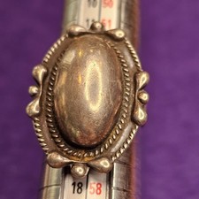 Vintage Fred Harvey Sterling Silver Ring Adjustable Oval Cabochon Size 7 Stamped - Additional view 16