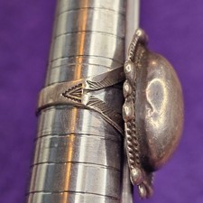 Vintage Fred Harvey Sterling Silver Ring Adjustable Oval Cabochon Size 7 Stamped - Additional view 17